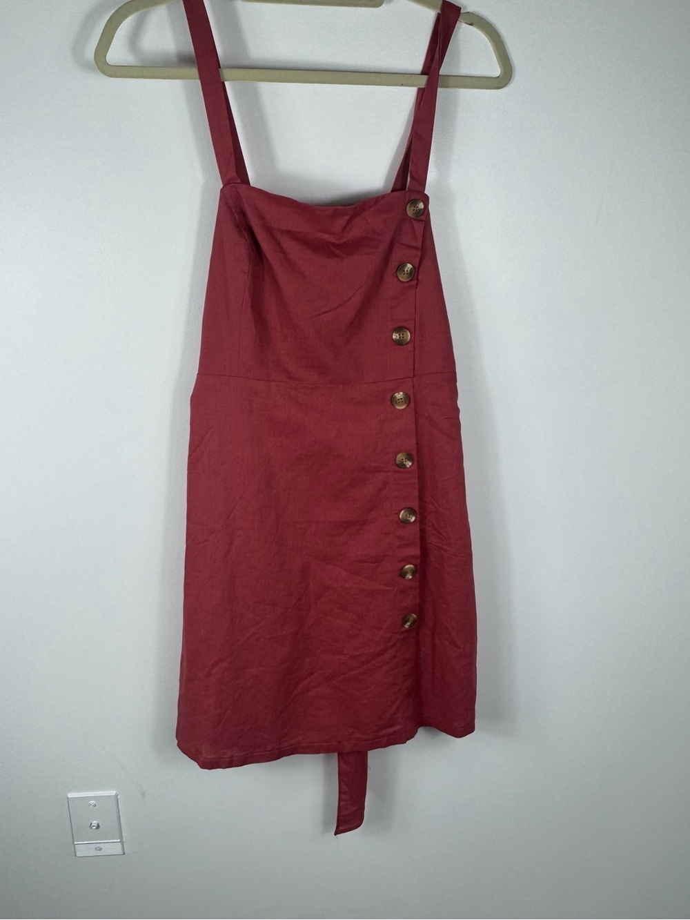 Lulus Louetta Rust Red Linen Blend Button-Down Mini Dress NEW Medium Summer - Picture 2 of 10